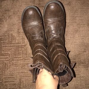 Faux Leather Combat Boots